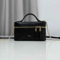 Mirror Quality Replica Dior Trianon Soft Vanity Mini Chain handbag S4613 black Knockoff