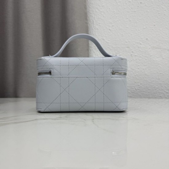 Mirror Quality Replica Dior Trianon Soft Vanity Mini Chain handbag S4613 blue Knockoff