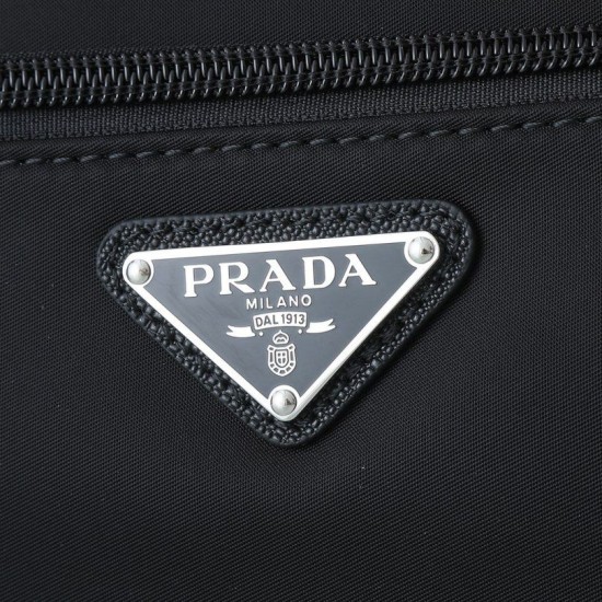 Premium Replica Prada nylon/saffiano leather travel clutch black Fake Mirror Quality Replica Prada nylon/saffiano leather travel clutch black Knockoff