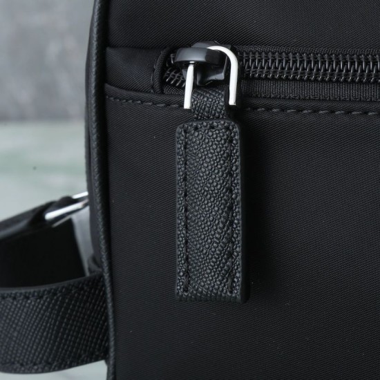 Premium Replica Prada nylon/saffiano leather travel clutch black Fake Mirror Quality Replica Prada nylon/saffiano leather travel clutch black Knockoff