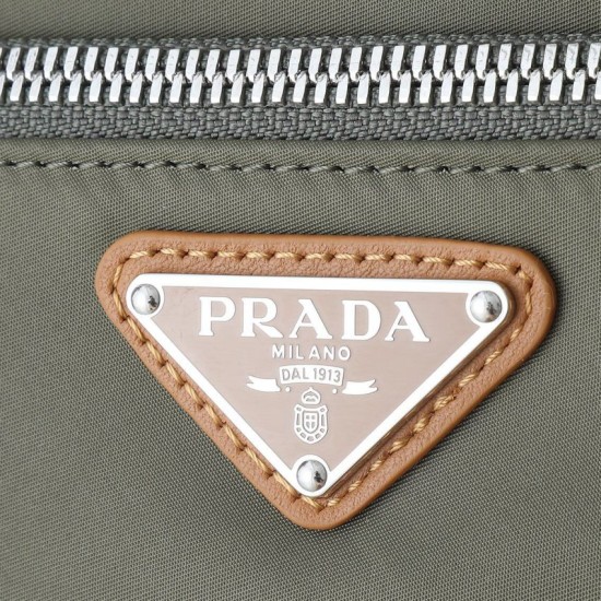 Mirror Quality Replica Prada nylon/saffiano leather travel clutch olive green Knockoff