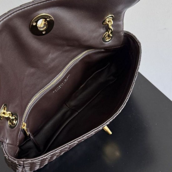Mirror Quality Replica Bottega Veneta Madison Intrecciato Shoulder Bag in Burgundy Knockoff