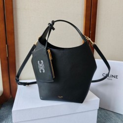 Mirror Quality Replica Celine Small Teen Hobo Shoulder Bag with Coin Purse in Black Knockoff