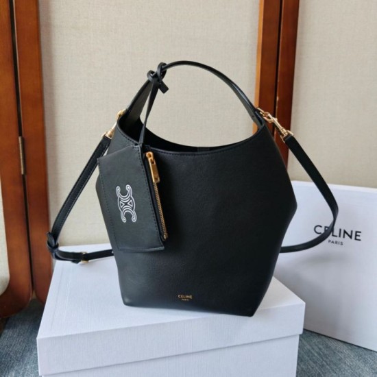 Mirror Quality Replica Celine Small Teen Hobo Shoulder Bag with Coin Purse in Black Knockoff
