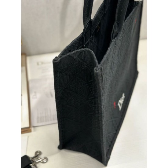 Mirror Quality Replica Dior Medium Book Tote Bag with Bee Strap in Black Knockoff