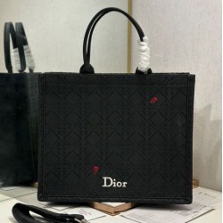 Mirror Quality Replica Dior Medium Book Tote Bag with Bee Strap in Black Knockoff