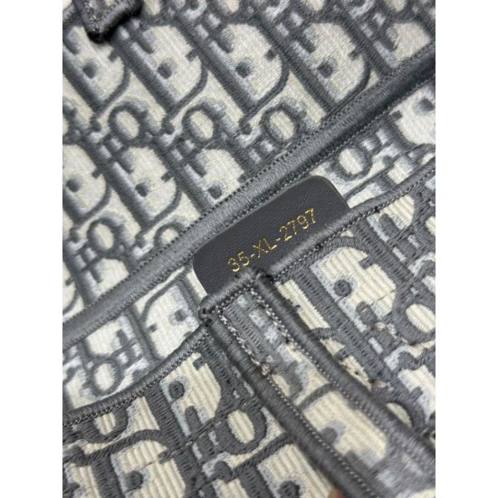Mirror Quality Replica Dior Saddle Oblique Embroidered Shoulder Bag in Gray Knockoff
