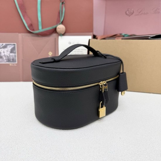 Mirror Quality Replica Loro Piana Extra Vanity Case Bag in Black Knockoff