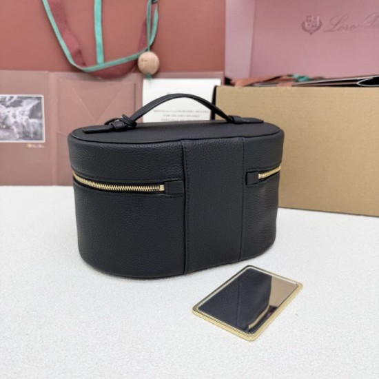 Mirror Quality Replica Loro Piana Extra Vanity Case Bag in Black Knockoff