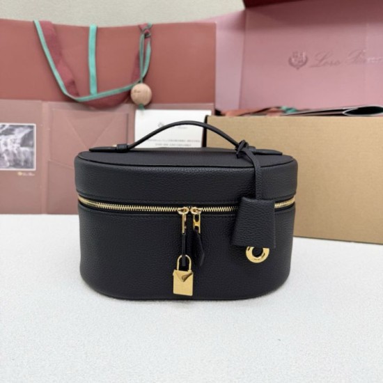 Mirror Quality Replica Loro Piana Extra Vanity Case Bag in Black Knockoff