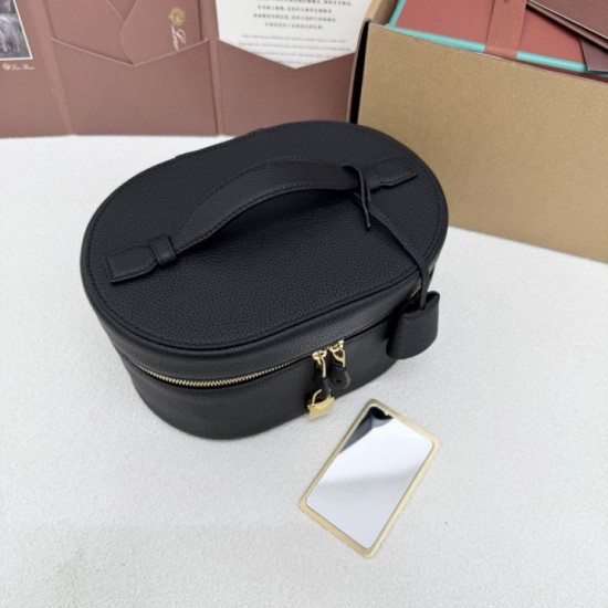 Mirror Quality Replica Loro Piana Extra Vanity Case Bag in Black Knockoff