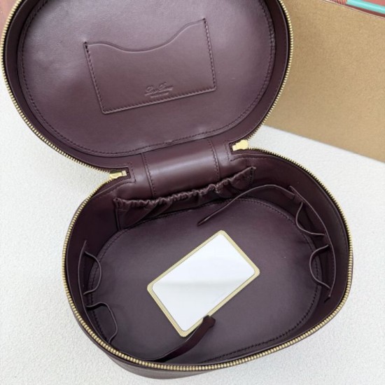 Mirror Quality Replica Loro Piana Extra Vanity Case in Burgundy Knockoff