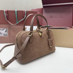Mirror Quality Replica Loro Piana Small Suede Shoulder Bag in Brown Blade Knockoff