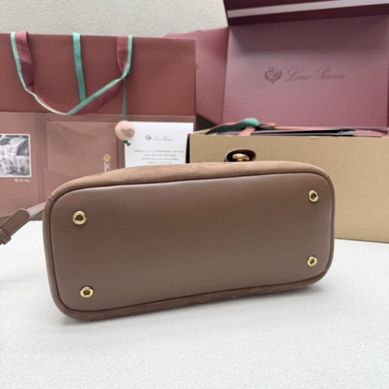 Mirror Quality Replica Loro Piana Small Suede Shoulder Bag in Brown Blade Knockoff