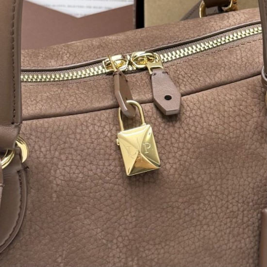 Mirror Quality Replica Loro Piana Small Suede Shoulder Bag in Brown Blade Knockoff