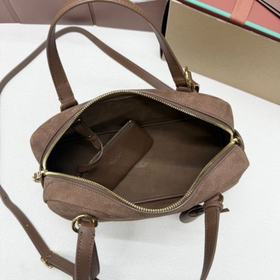 Mirror Quality Replica Loro Piana Small Suede Shoulder Bag in Brown Blade Knockoff
