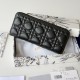 Mirror Quality Replica Dior Lady Dior Voyageur Zip Around Wallet Black Knockoff