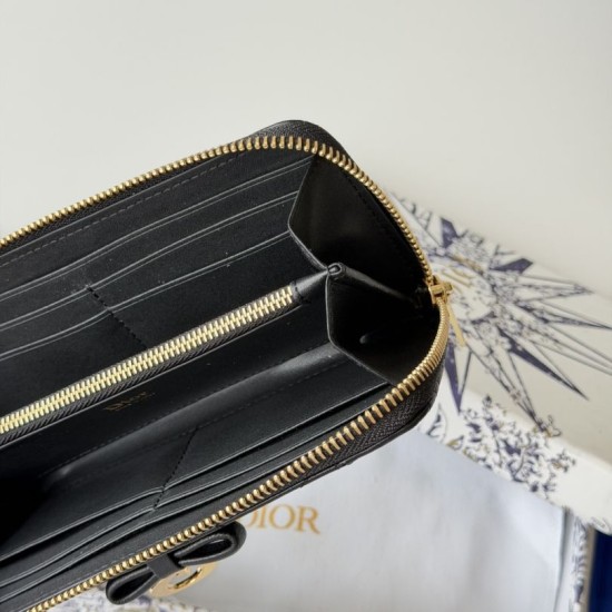 Mirror Quality Replica Dior Lady Dior Voyageur Zip Around Wallet Black Knockoff