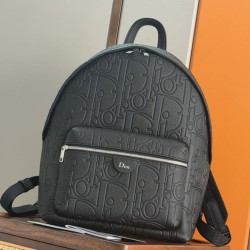Mirror Quality Replica Dior Rider Backpack with Oblique Zip Black Knockoff