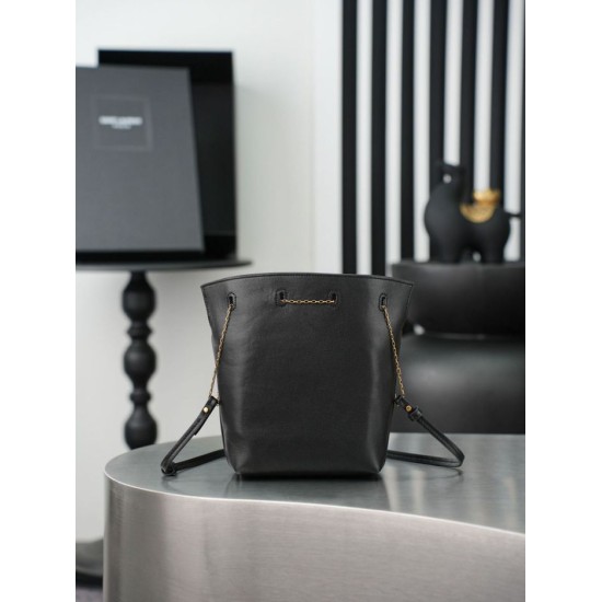 Premium Replica YSL Saint Laurent Pochon Bucket Bag Black Fake Mirror Quality Replica YSL Saint Laurent Pochon Bucket Bag Black Knockoff