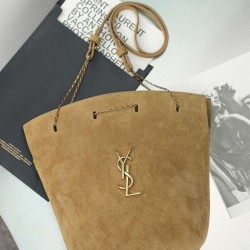 Mirror Quality Replica YSL Saint Laurent Pochon Bucket Bag Brown Knockoff