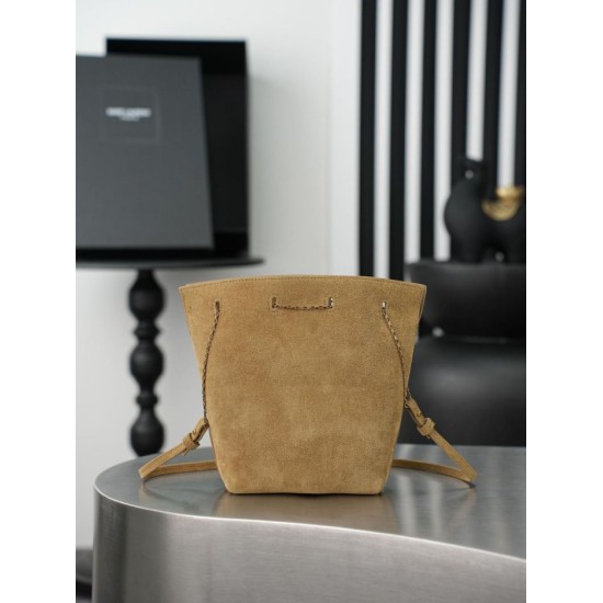 Premium Replica YSL Saint Laurent Pochon Bucket Bag Brown Fake Mirror Quality Replica YSL Saint Laurent Pochon Bucket Bag Brown Knockoff