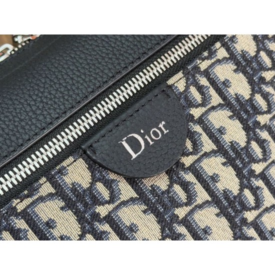 Mirror Quality Replica Dior Rider Shoulder Bag with Oblique Zip Blue Knockoff