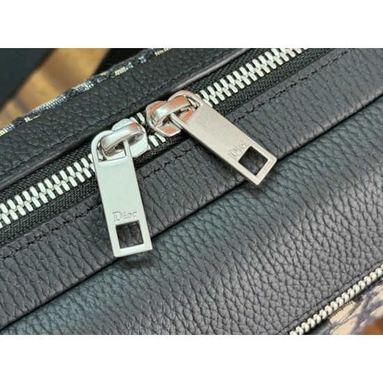 Mirror Quality Replica Dior Rider Shoulder Bag with Oblique Zip Blue Knockoff