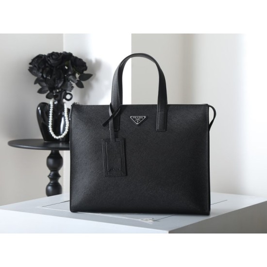 Mirror Quality Replica Prada Saffiano Leather Tote Bag 2VG039 Black Knockoff