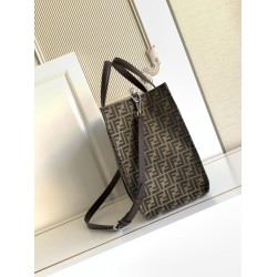 Mirror Quality Replica Fendi FF Jacquard Tote Shopper Bag Brown Knockoff