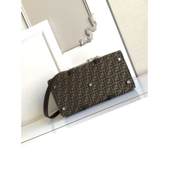Mirror Quality Replica Fendi FF Jacquard Tote Shopper Bag Brown Knockoff
