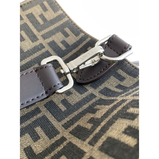 Mirror Quality Replica Fendi FF Jacquard Tote Shopper Bag Brown Knockoff