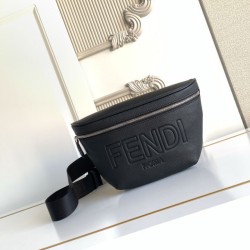 Mirror Quality Replica Fendi FF Fabric Bum Bag Black Knockoff