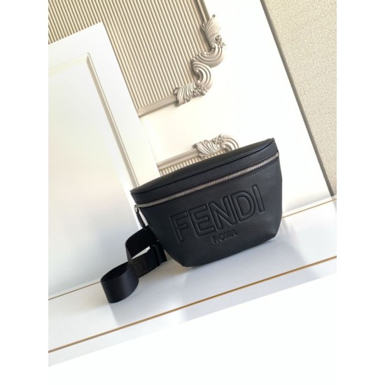 Mirror Quality Replica Fendi FF Fabric Bum Bag Black Knockoff