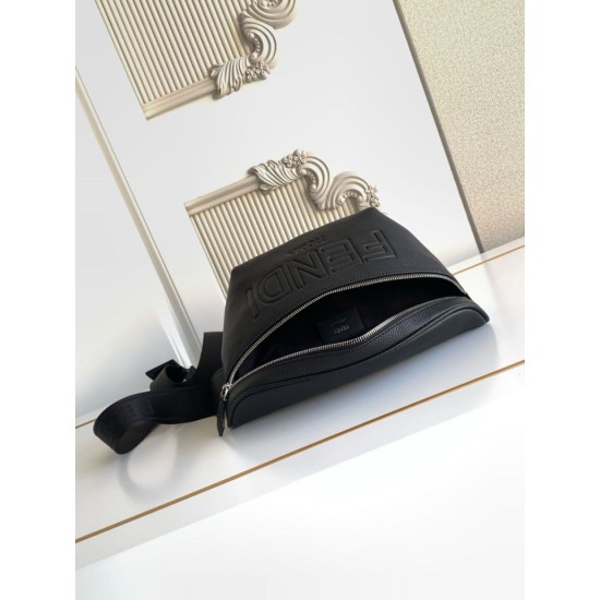 Mirror Quality Replica Fendi FF Fabric Bum Bag Black Knockoff