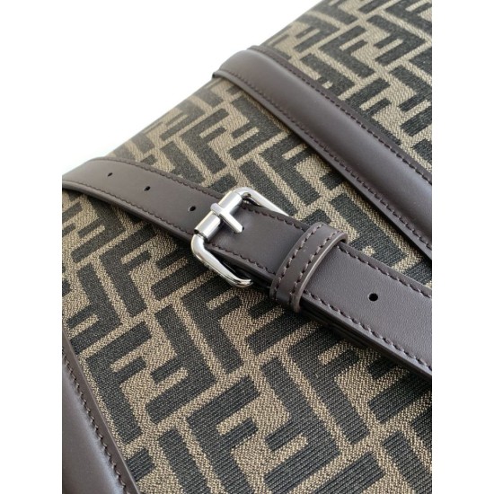 1:1 Replica Fendi FF Jacquard Tote Shopper Bag Brown
