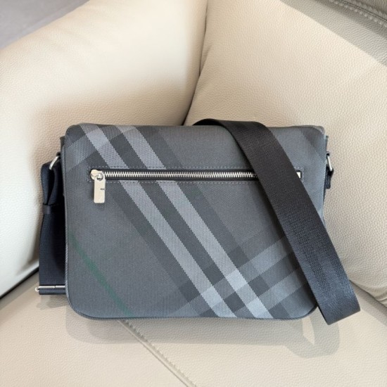 Top Replica Burberry Grid Crossbody Bag with Equestrian Logo Gray 1:1 Replica Burberry Grid Crossbody Bag with Equestrian Logo Gray