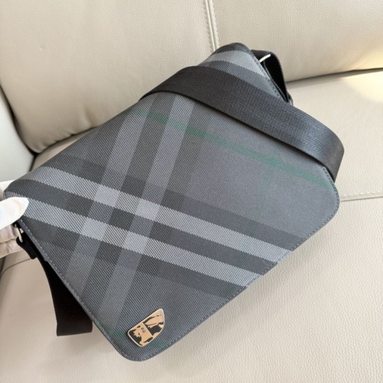 Top Replica Burberry Grid Crossbody Bag with Equestrian Logo Gray 1:1 Replica Burberry Grid Crossbody Bag with Equestrian Logo Gray