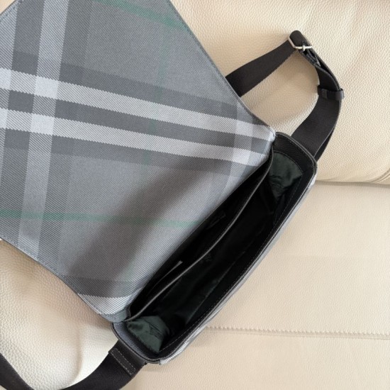 Top Replica Burberry Grid Crossbody Bag with Equestrian Logo Gray 1:1 Replica Burberry Grid Crossbody Bag with Equestrian Logo Gray