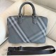 Top Replica Burberry Grid Briefcase with Equestrian Logo Gray 1:1 Replica Burberry Grid Briefcase with Equestrian Logo Gray