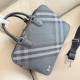 Top Replica Burberry Grid Briefcase with Equestrian Logo Gray 1:1 Replica Burberry Grid Briefcase with Equestrian Logo Gray