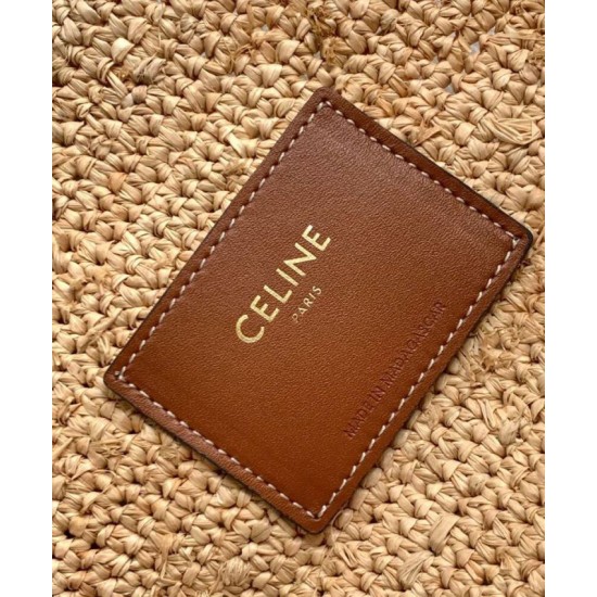Replica Celine Medium Supple Celine Classic Panier Raffia And Calfskin 114342 Coffee