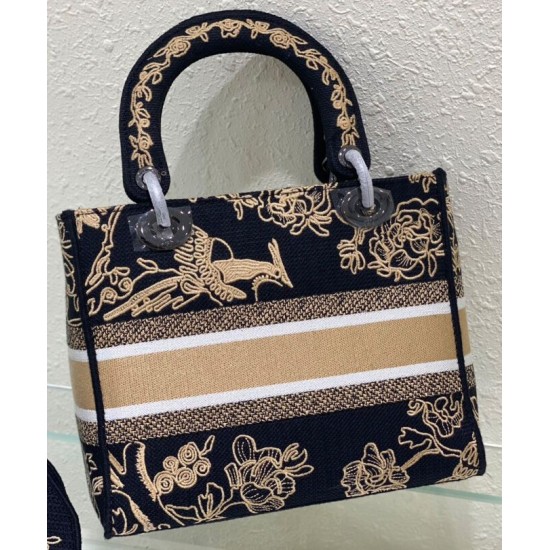 Fake Christian Dior Medium Lady D-Lite Bag Black Replica