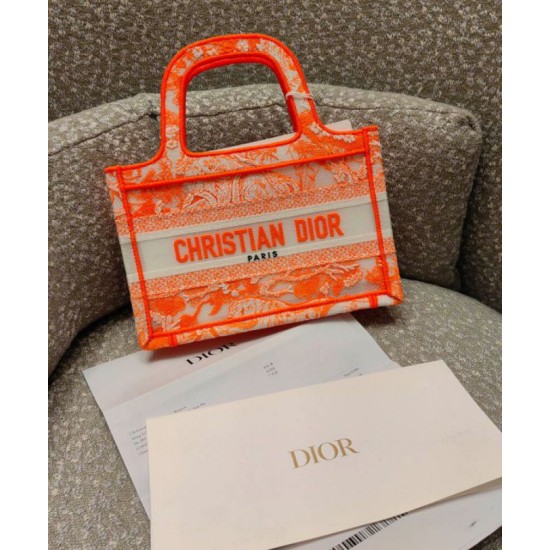 Fake Christian Dior Mini Dior Book Tote Orange Replica