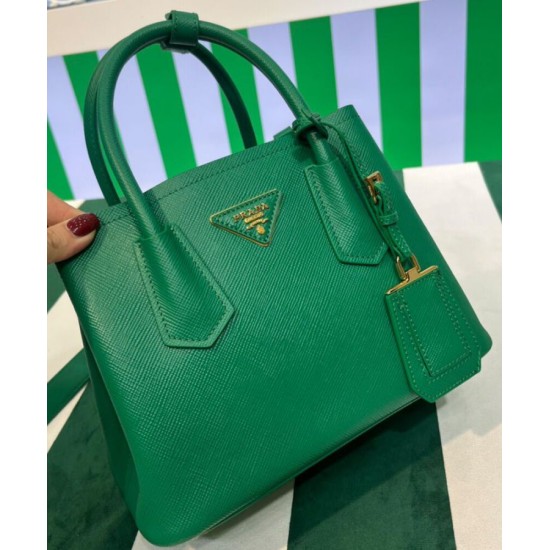 Replica Prada Double Saffiano Leather Mini Bag Green