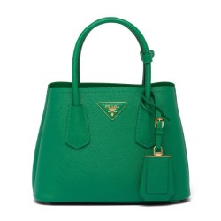 Replica Prada Double Saffiano Leather Mini Bag Green
