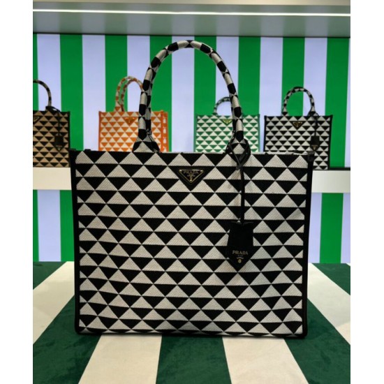 Fake Prada Large Prada Symbole Jacquard Fabric Handbag Blue Replica Replica Prada Large Prada Symbole Jacquard Fabric Handbag Blue