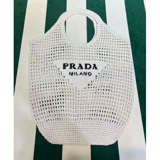 Replica Prada Raffia Tote Bag Cream