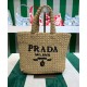 Replica Prada Small Raffia Tote Bag Apricot