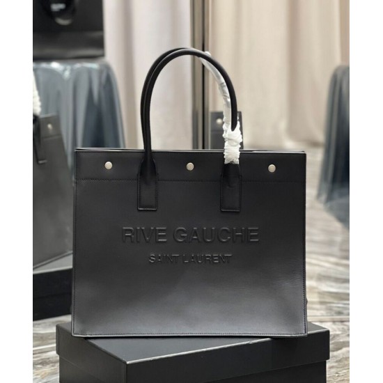 Replica YSL Saint Laurent Rive Gauche Small Tote Bag Black